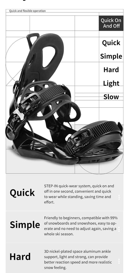 TERROR X1 Step-In Snowboard Bindings Men Women EVA Cushion 3D Strap Lightweight Freeride Gear