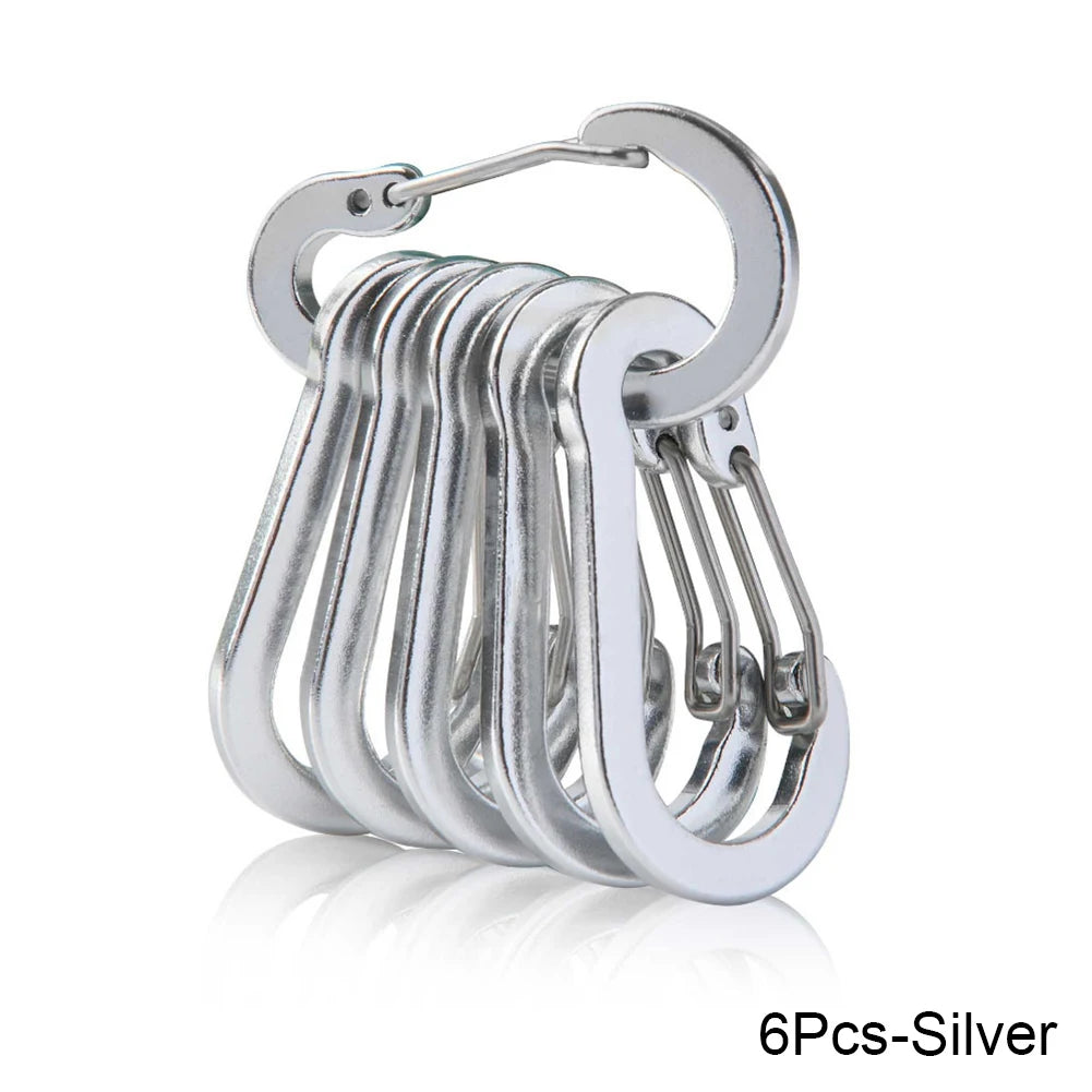 6/12pcs Outdoor Camping Multi Tool Mountaineering Buckle Steel Small Carabiner Clips Fishing Climbing Acessories Dropshipping