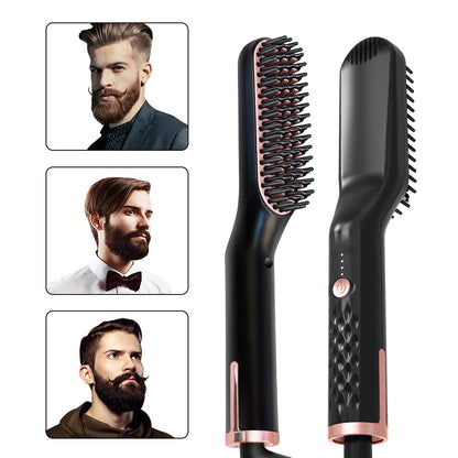 Men's Electric Beard Straightener Negative Ion Hair Straightening Brush Hair Straightener Wet & Dry Quick Styler