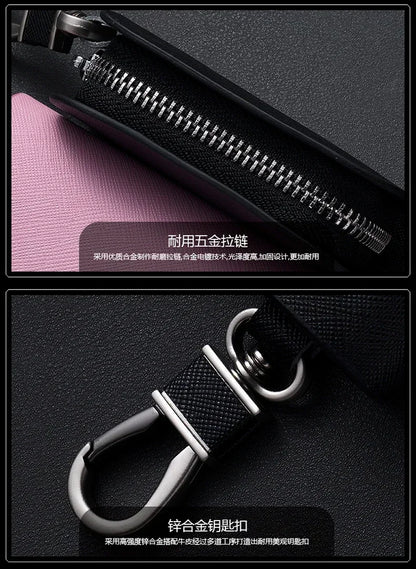 Leather Car Key Case Universal Keychain For BMW Mercedes Audi VW Bentley Ferrari FIAT Alfa Jeep Key Cover Protector Accessories
