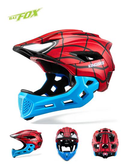 BATFOX Kids Full Face bike helmet Detachable Downhill Children Cycling Motorcycle Skateboard Sports Racing Racing Bicycle helmet