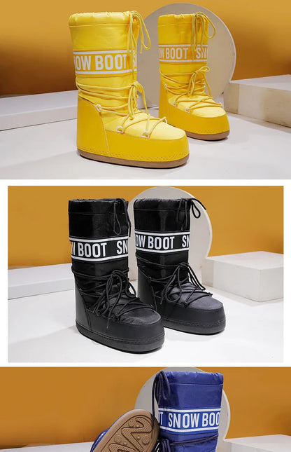 Winter Boots Women Snow Boots Mid-calf Cold-proof Antiskid Thicken Plush Waterproof Thick Platform Space Ski Boots Size 35-43