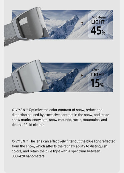 Kapvoe Photochromic Snow Goggles Men Ski Goggles Snowboard Anti-Fog Mask for Women UV400 Protection Glasses Snowmobile Winter