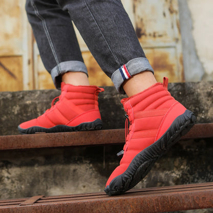 Men Winter Outdoor Velvet Warm Snow Boots Hiking Shoes Waterproof Ski Shoes High-Top Large Size Cotton Boots Thick Cotton Shoes
