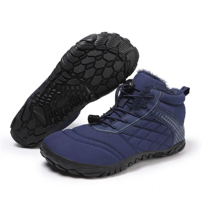 Men's Women's Winter Barefoot Hiking Boots, Slip On Warm Zero Drop Snow Boot, Wide Toe Box Ankle Booties, Minimalist Waterproof