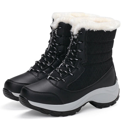 Snow Boots for Women Casual Winter Shoes Platform Non-slip Warm Fur Ankle Boots Plush Combat Outdoor Casual Hiking Warm Shoes
