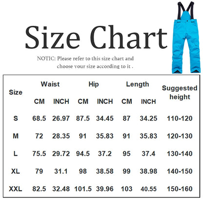 Children'S Ski Pants Autumn Winter Outdoor Sports Solid Warm Thick Ski Pants Comfortable Waterproof Pocket Strap Skiing Pants