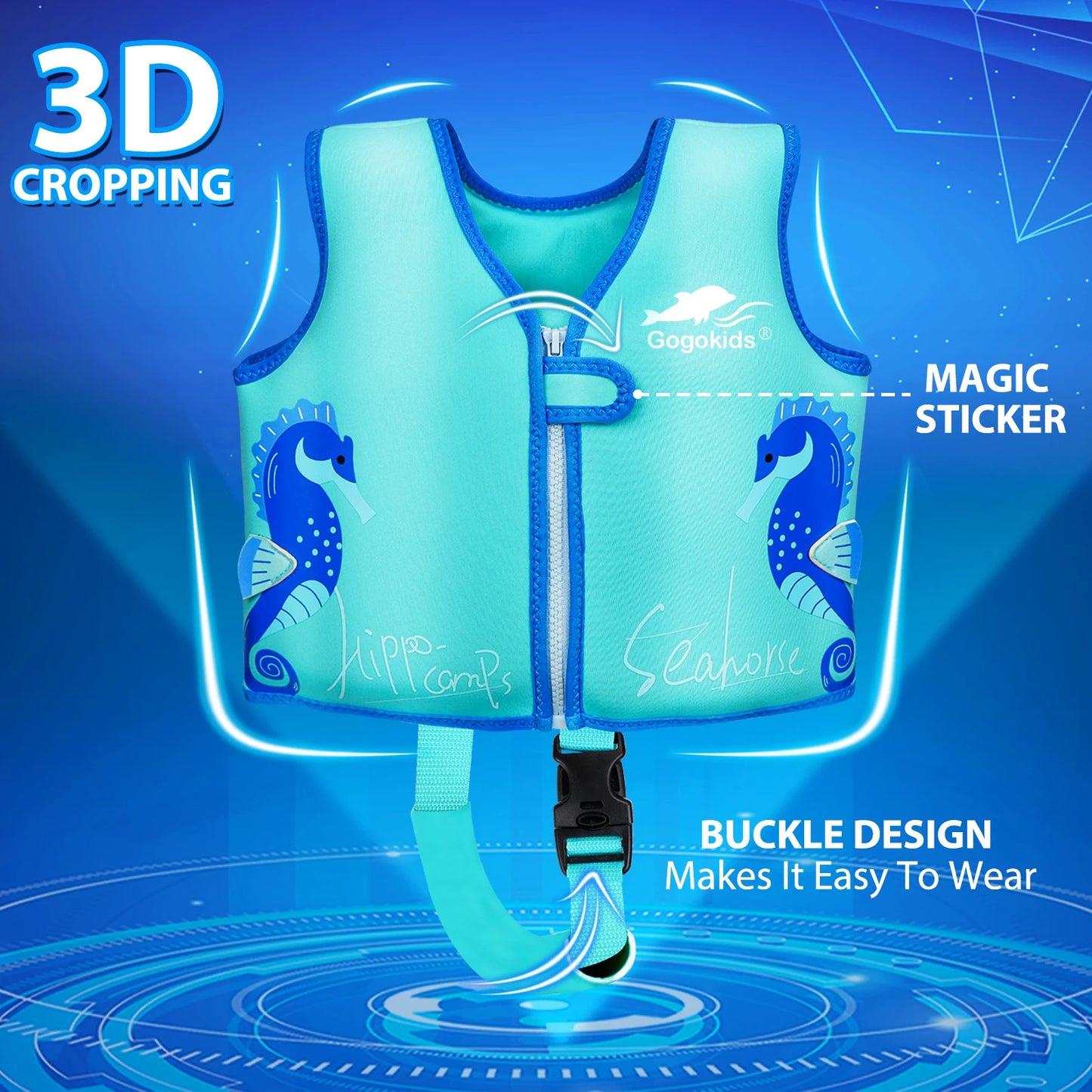 Neoprene Children's Life Jacket Wakeboard Jet Surf Surfing Buoyancy Aid Safe Buckle Jackets for Surfing Swimming Sailing Rafting