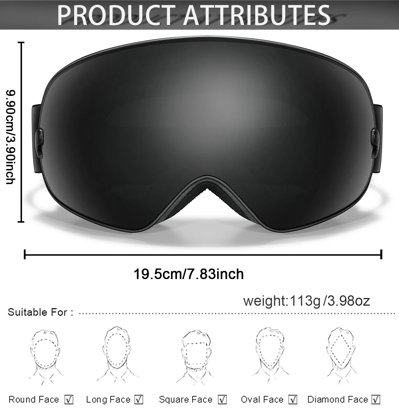 Men Women Outdoor Sports Ski goggles Anti-fog Snowboarding Snowmobile Glasses UV400 Charngeable Lens Teen Charistmas Cycling