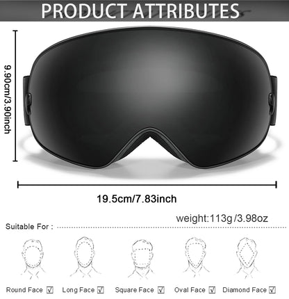 Men Women Outdoor Sports Ski goggles Anti-fog Snowboarding Snowmobile Glasses UV400 Charngeable Lens Teen Charistmas Cycling