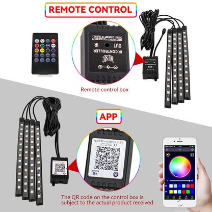 RGB Automotive Atmosphere Decorative Lamp Led Interior Light Strip Car Foot Ambient Lights with USB Cigarette with Remote Voice