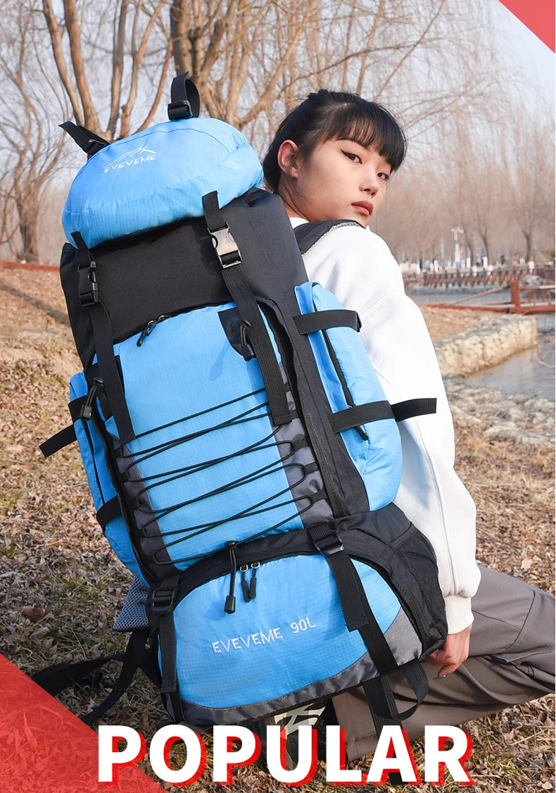 90L Large Capacity Travel Backpack Men Women Camping Hiking Climbing Mountaineering Bags Outdoor Sports Shoulder Rucksack