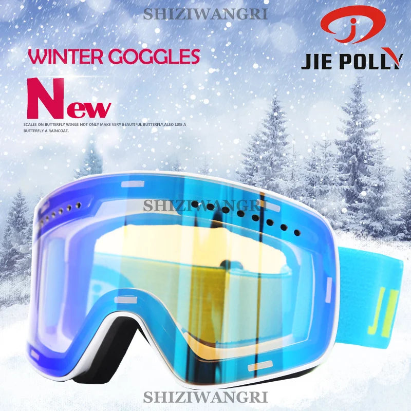 Magnetic Ski Goggles Lens Double Layer Skiing Anti-fog UV400 Snowboard Goggles Men Women Ski Glasses Eyewear