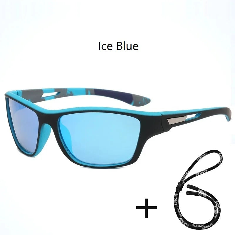 Men's Polarized Cycling Sunglasses with Chain - UV400 Sports Riding Sunglasses Anti-Reflective