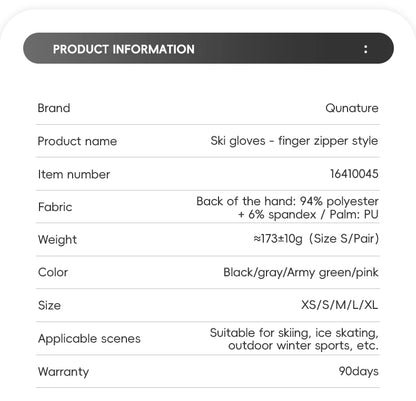 Qunature Ski Gloves Touchscreen Waterproof Keep Warm Ski Gloves Extended Wrist Palm anti-slip PU Snowboard Gloves Windproof