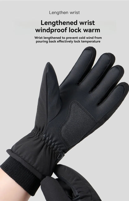 GOBYGO 1Pair Winter Ski Gloves Thickened Cold Non-slip Waterproof Touch Screen Gloves Extended Wrist Riding Ski Gloves Men Women
