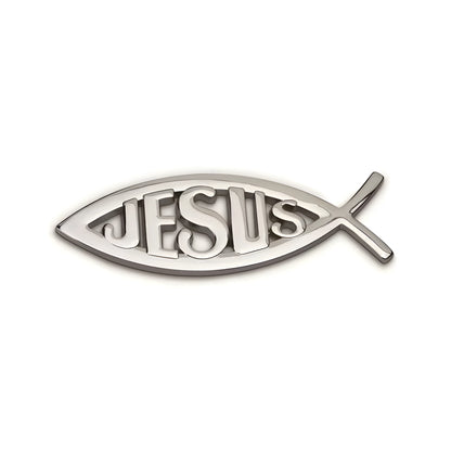 Metal Jesus Fish Stickers Applicable to Car Trunk, Fender and Rear Bumper, 3D Metal Stickers, Christian Badge