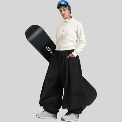 GSOU SNOW Plus Size Winter Ski Trousers Super Baggy Men Snowboard Clothes Women Snow Pants Outdoor Sports Winterproof Breathable