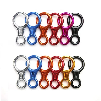 Rock Climbing Carabine 8 Shape Rigging Descender Aluminum Figure Belay Device Abseiling 35kN Eight Ring Downhill Equipment