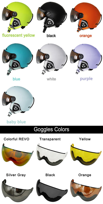 LOCLE Upgrade Skiing Helmet Men Women Children Ultralight Snowboard Skateboard Motorcycle Snowmobile Ski Helmet Visor Goggles