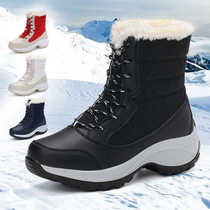 Snow Boots for Women Casual Winter Shoes Platform Non-slip Warm Fur Ankle Boots Plush Combat Outdoor Casual Hiking Warm Shoes