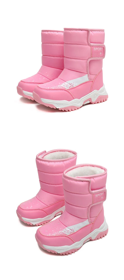 Winter Outdoor Children Boots Princess Elegant Girls Shoes Water Proof Girl Boy Snow Boots Kids Warm High Quality Plush Boots