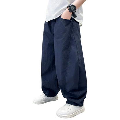 New Boys Pants With Side Pockets Teen Boys Utility Pants Teen Harem Trousers Toddler Bite-Proof Hiking Mosquito Pants Age 4-14Y