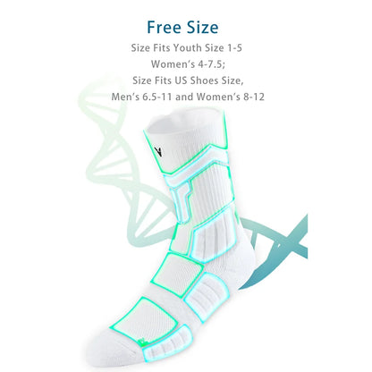 Veidoorn High Quality Sport Socks for Men Mid Calf Length Running Basketball Socks Thicken Non Slip Camping Cycling Stocking