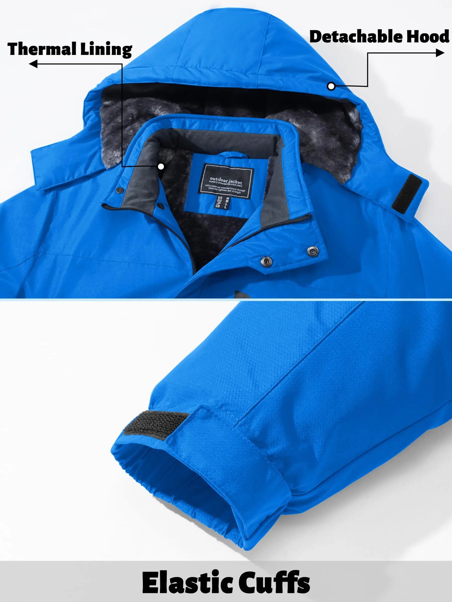 TACVASEN Winter Thicken Ski Snowboard Jacket Mens Fleece Waterproof Hiking Jackets Outdoor Mountain Trekking Windbreaker Parka