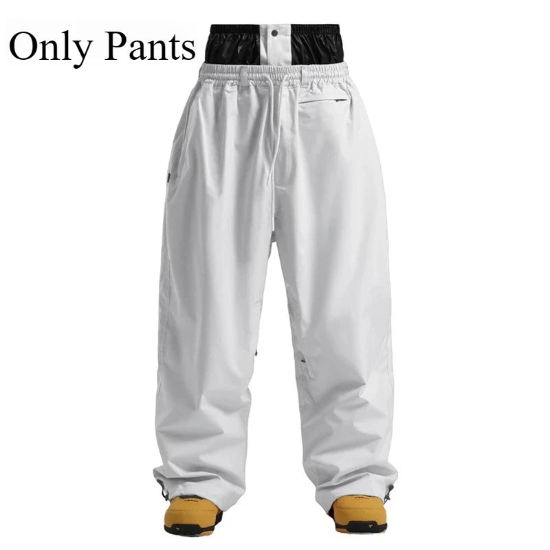 New Baggy Windproof Men Solid Women Skiing Pants Waterproof Loose Hooded Ski Strides Outdoor Sports Adult Breathable Trousers