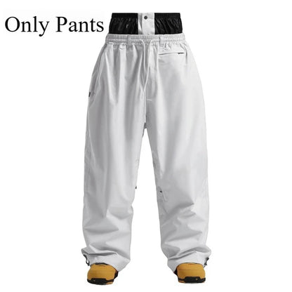 New Baggy Windproof Men Solid Women Skiing Pants Waterproof Loose Hooded Ski Strides Outdoor Sports Adult Breathable Trousers