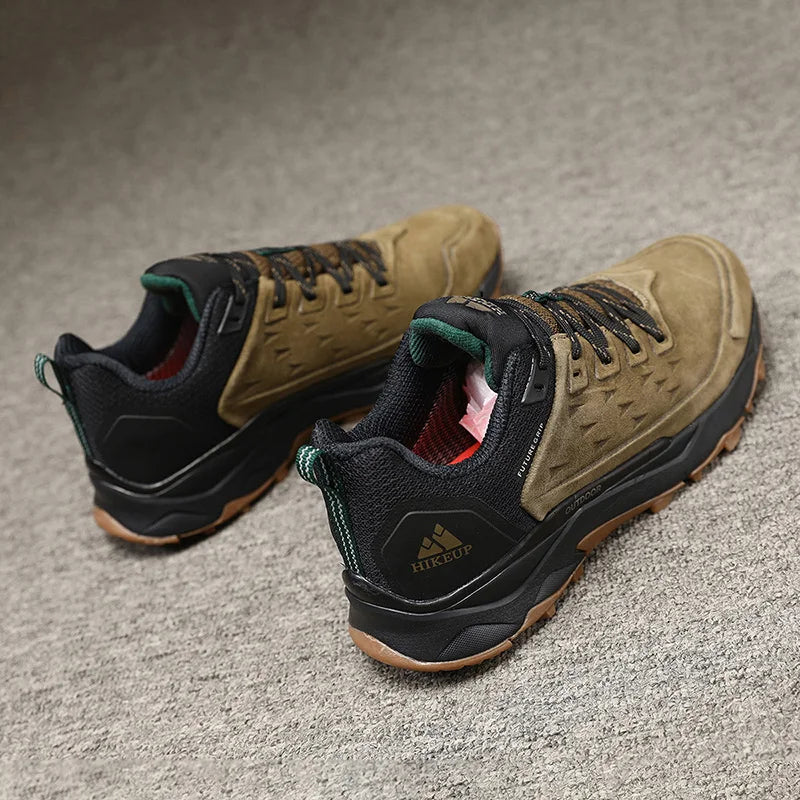 HIKEUP Latest Men's Hiking Shoes Wear-resistant Non-slip Outdoor Sneaker Rock Climbing Trekking Hunting Men Sports Suede Leather