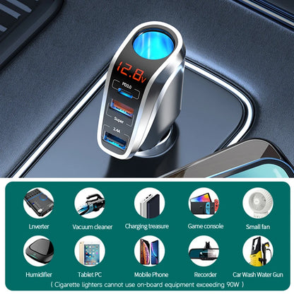 66W Quick Charge Car Cigarette Lighter Charger QC3.0/PD Port Phone Charger Socket DC 12V/24V Universal USB Type Power Adapter