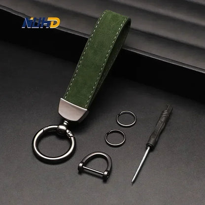 Suede Car Keychain For Rolls-Royce Lamborghini Bentley Ferrari Maybach McLaren Key Rings Metal Anti-loss Protector Accessories