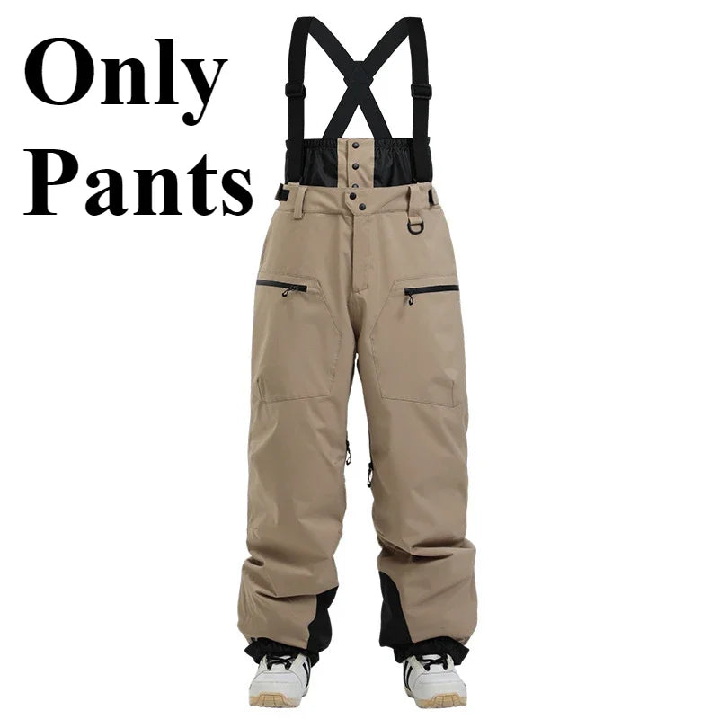 New Men Skiing Pants Winter Thickening Warm Ski Overalls Windproof Snowboard Trousers Outdoor Loose Snow Clothes Waterproof Pant