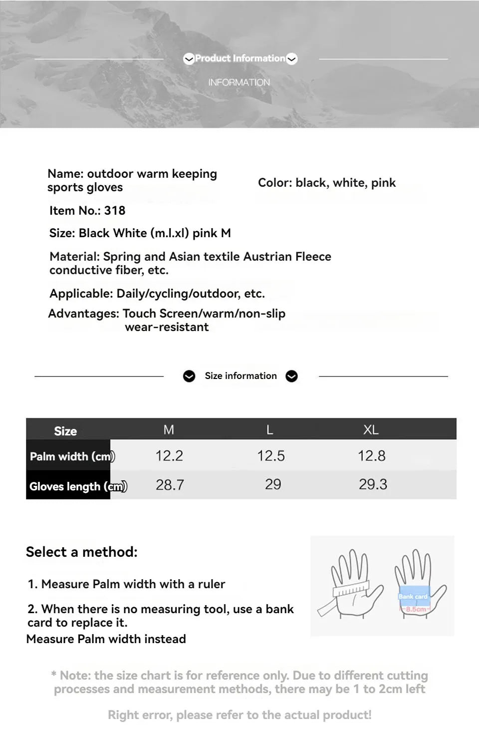 GOBYGO 1Pair Winter Ski Gloves Thickened Cold Non-slip Waterproof Touch Screen Gloves Extended Wrist Riding Ski Gloves Men Women