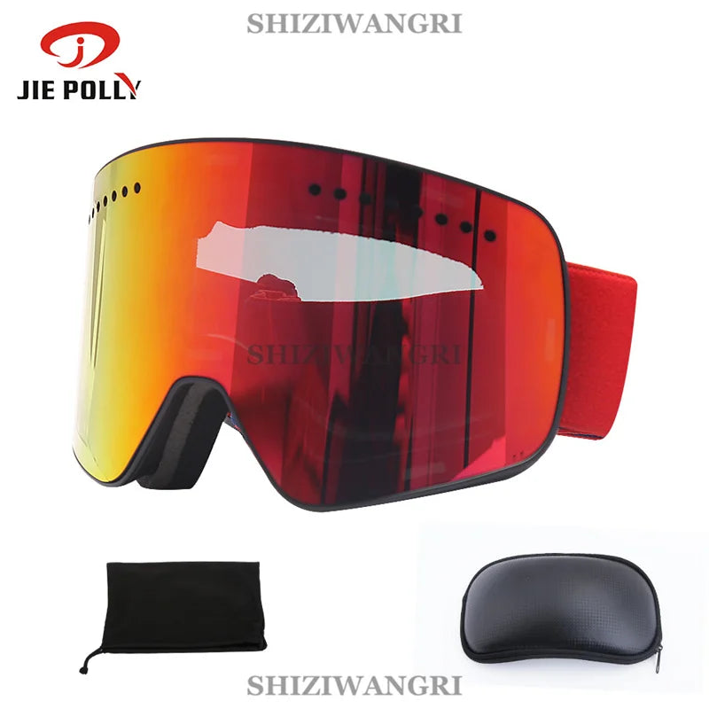 Magnetic Ski Goggles Lens Double Layer Skiing Anti-fog UV400 Snowboard Goggles Men Women Ski Glasses Eyewear