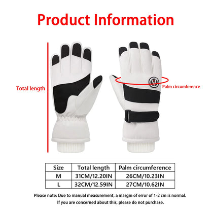 Minimalist Winter Warmth Thickened Fingerless Gloves Unisex Waterproof Fabric Fleece-Lined Ski Gloves Outdoor Sports Gloves