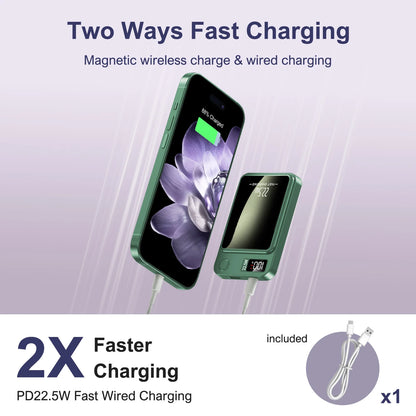 10000mAh Magnetic Charger Power Bank Wireless 22.5W USB-C Foldable Stand LED Display For IPhone 16/15/14/13/12 All Series