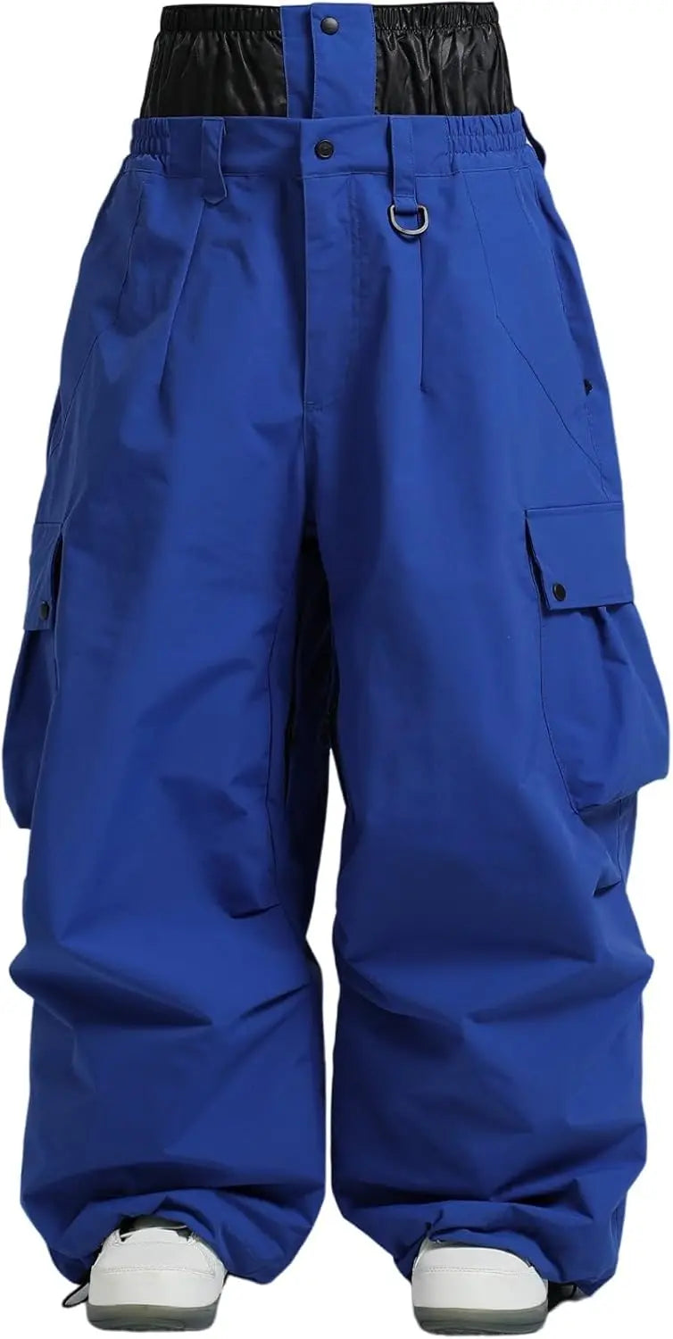 GSOU SNOW Super Baggy Snowboard Pants Men Waterproof Windproof Sports Clothes Insulated Loose Fit Ski Trousers for Cold Weather