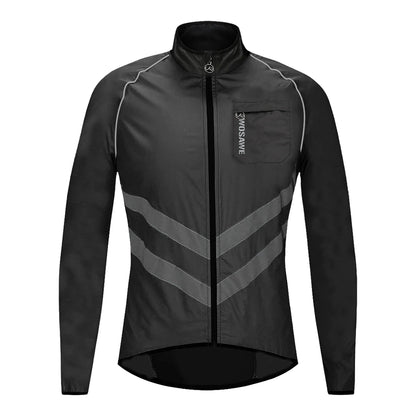 WOSAWE Windproof Cycling Jacket MTB Bike Jersey Outdoor Sport Cycling Windbreaker Rainproof Reflective Bike Clothing Navy Blue