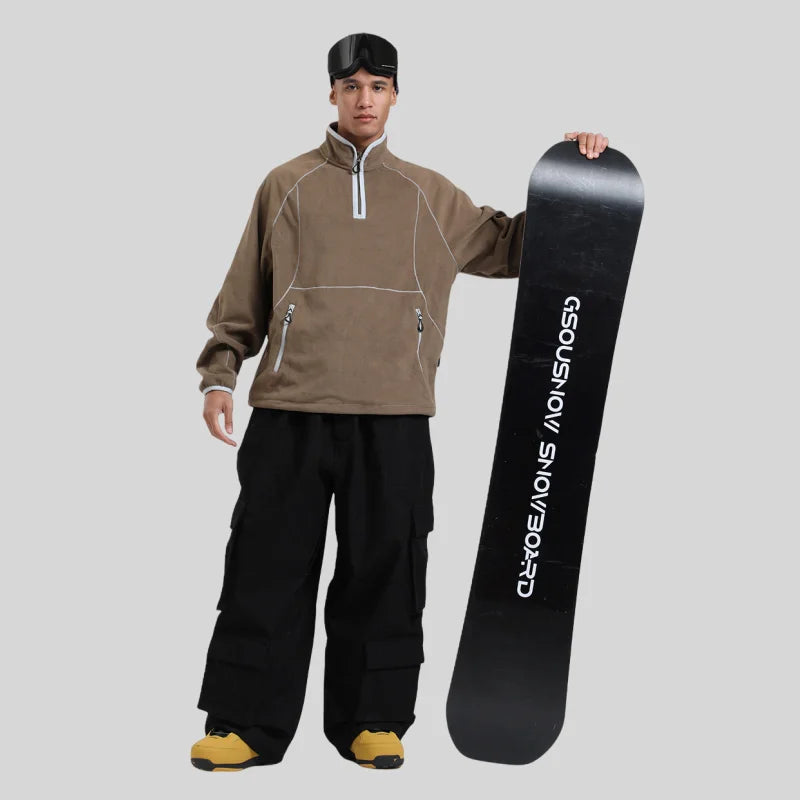 GSOU SNOW Winter Multi Pockets Ski Pants Men Loose Snow Pants Warm Windproof Skiing Trousers Outdoor Sports Breathable Britches