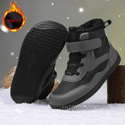 Winter Kids Wide Toe Barefoot Shoes Waterproof Snow Boots Outdoor Girls' Boy Comfortable and Warm Fur Snow Hiking Boot Warm Boot
