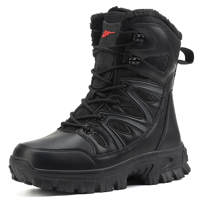 Men Winter Outdoor Velvet Warm Snow Boots Walking Shoes Waterproof Ski Shoes High-Top Large Size Cotton Boots Thick Cotton Shoes