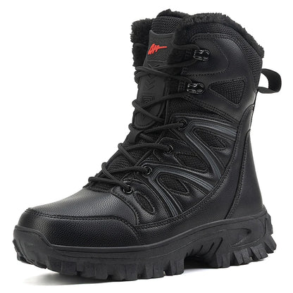 Men Winter Outdoor Velvet Warm Snow Boots Walking Shoes Waterproof Ski Shoes High-Top Large Size Cotton Boots Thick Cotton Shoes