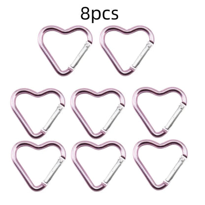 Outdoor Carabiner Heart Shape Keychain Clip Aluminum Alloy Rings Climbing Clips Spring Snap Hook Carabiner Durable