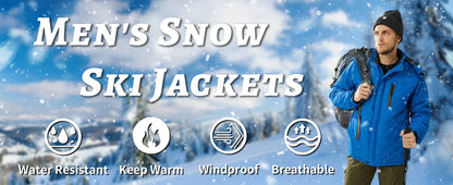 TACVASEN Winter Thicken Ski Snowboard Jacket Mens Fleece Waterproof Hiking Jackets Outdoor Mountain Trekking Windbreaker Parka