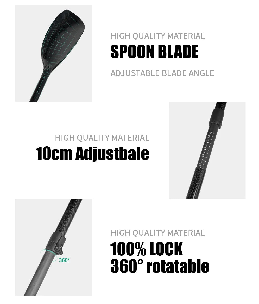 2pcs Carbon Fiber Wing Paddle 10cm Adjustable Kayak Paddle with Large Blades Free Easy Carry Protection Bag Inflatable Paddle