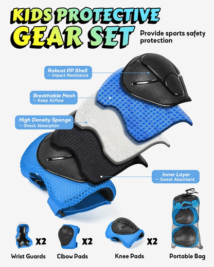 FUNWICT Kids Bicycle Helmet Children Sports Safety Protection Knee Elbow Pad Sets Balance Bike Roller Skating Cycling Helmets