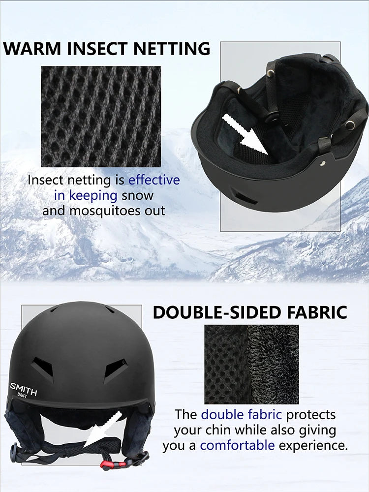 SMITHDRIFT Unisex Ski Helmet Half-covered Skiing Snowboard Winter Sports Helmet Snow Skating Integrally-Molded Helmet  Youth
